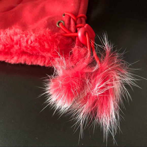 NWT red fingerless gloves real angora fur mittens brand new with tag - Picture 6 of 8